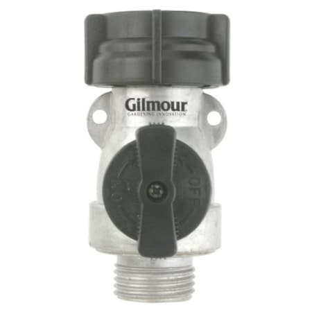 Fiskars Gilmour 6 in. Aluminum Threaded 2 Male/1 Female Single Shut-Off Valve 801074-1001